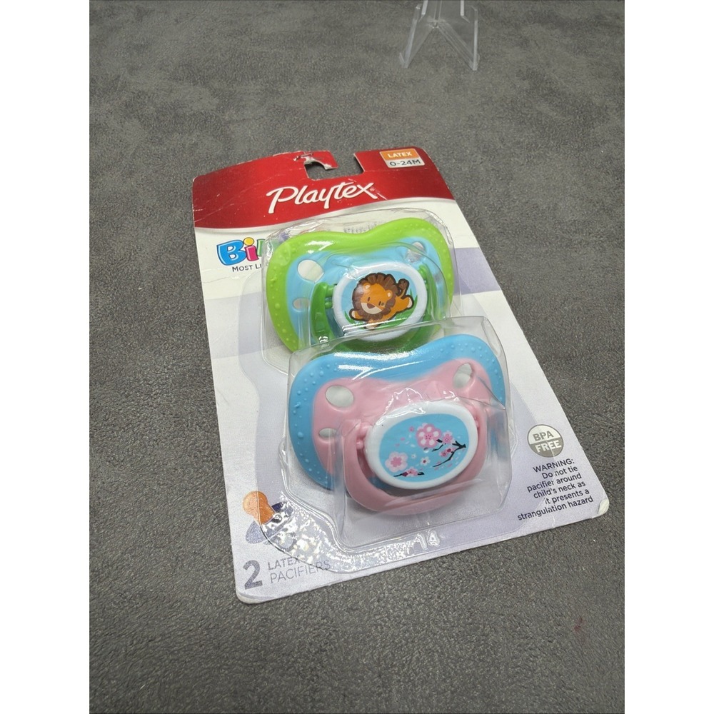 Playtex Binky Latex Pacifier Set 0-24 Months Lion & Cherry Blossoms